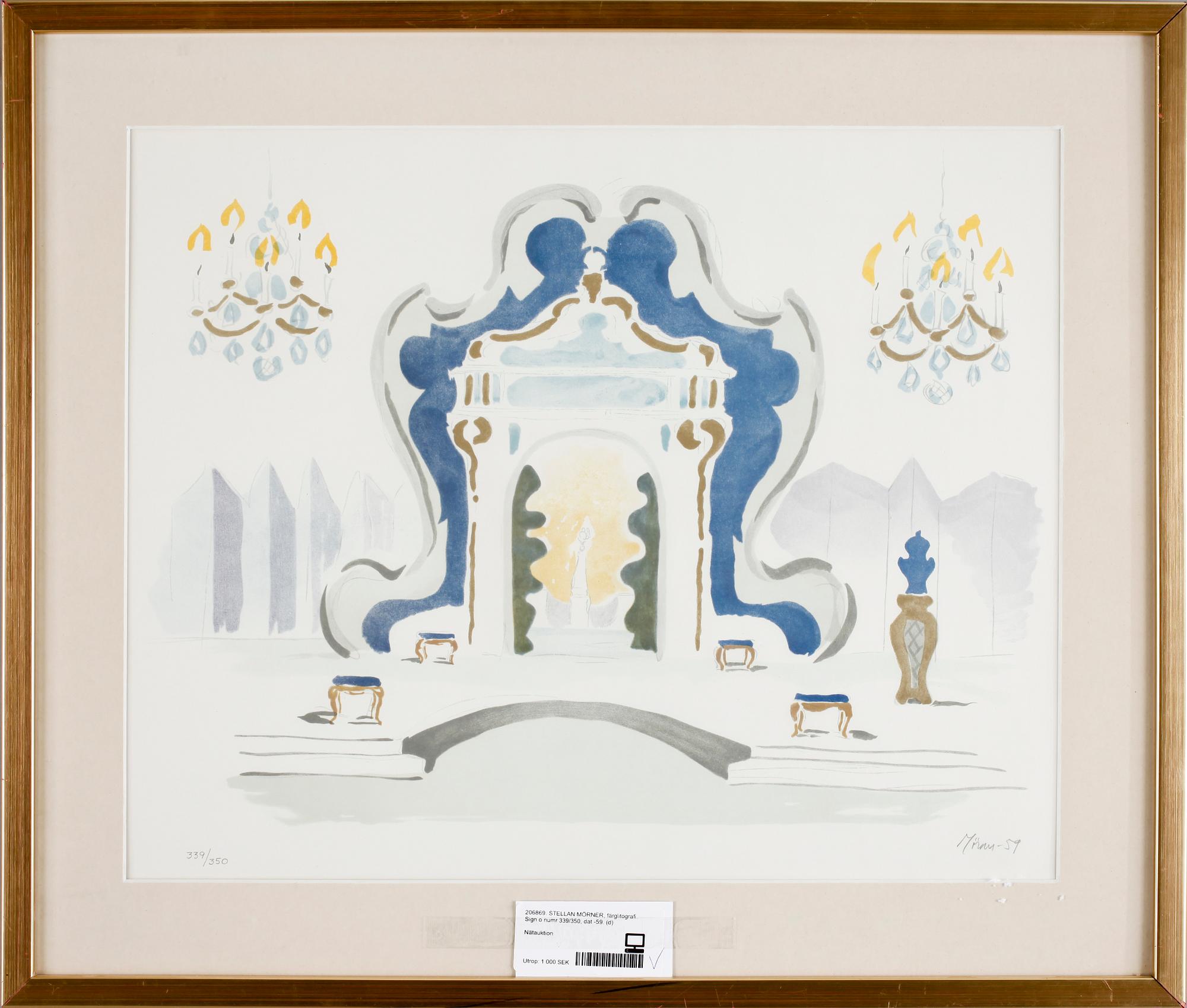 STELLAN MÖRNER, färglitografi. Sign o numr 339/350, dat -59.