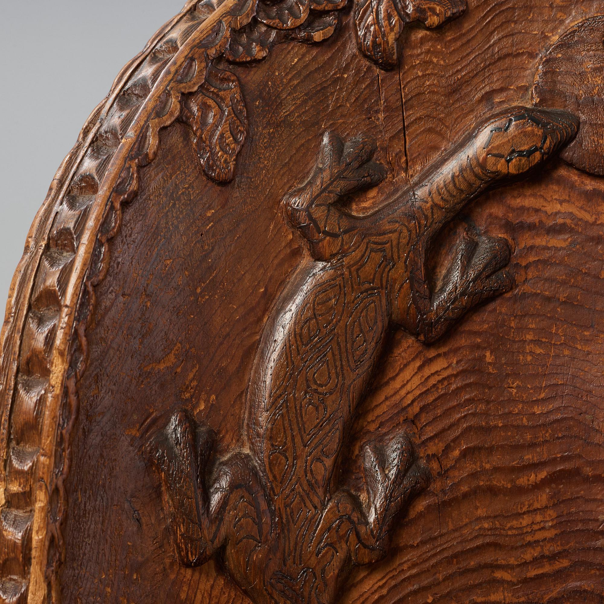 Knut Fjaestad, an Art Nouveau folk art sculptured pine chair, Sweden early 1900's.