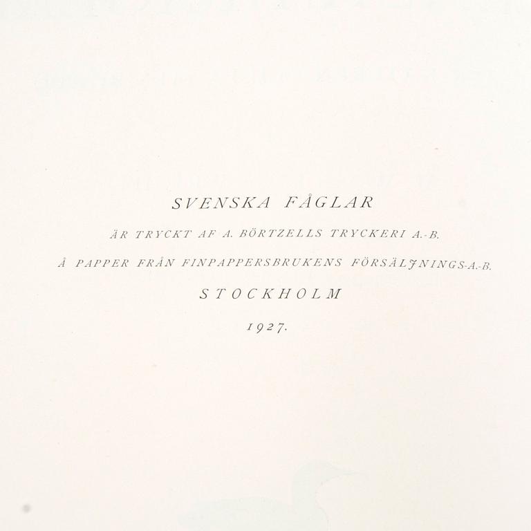 Bröderna von Wright, bokverk, 3 vol "Svenska fåglar", A. Börtzells tryckeri AB, Stockholm, 1927-1929.