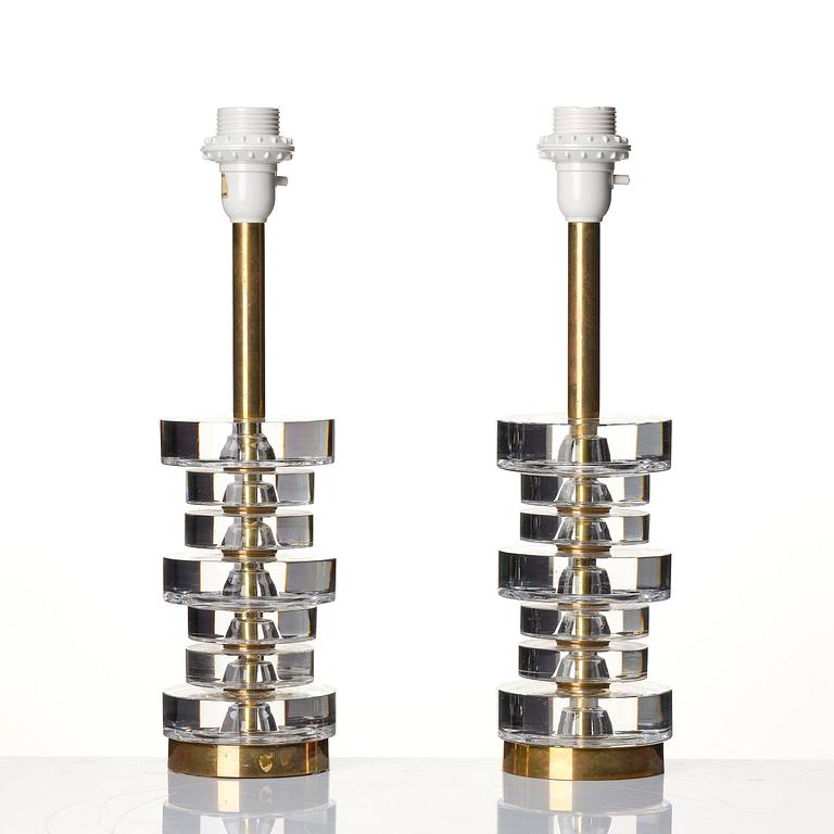 Carl Fagerlund, a pair of table lamps model "RD 1984", Orrefors, 1960s-70s.