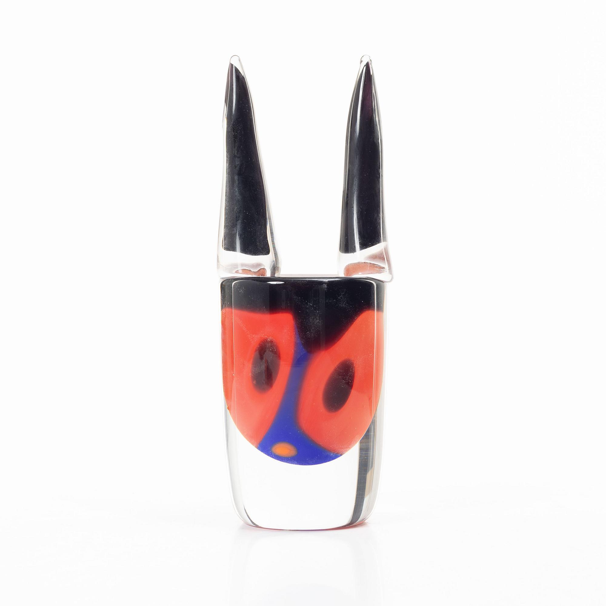 Erik Höglund, A glass vase / sculpture, signed EH 1991, Strömbergshyttan.