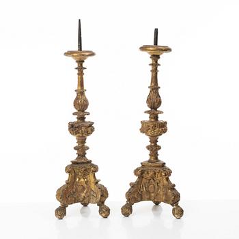 Two similar of altar candle sticks, south Europe, 18th/19th century.