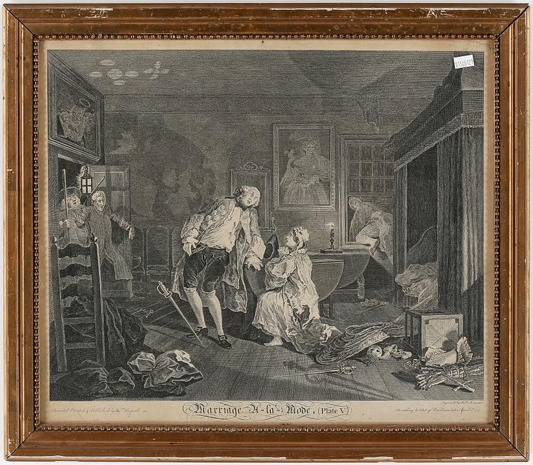 WILLIAM HOGARTH, 6 stycken, kopparstick, 1745.