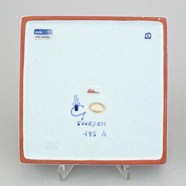 Stig Lindberg, vase and plate, "Karneval", Gustavsberg.