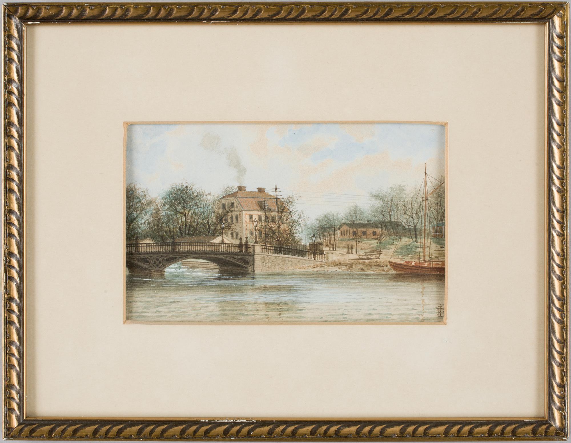 FREDRIK ISBERG, akvareller, 2 st. Monogramsign.