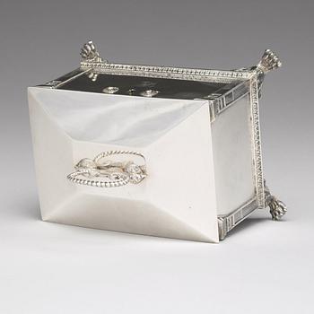 A Swedish 19th century silver sugar-casket, mark of Gustaf Mollenborg, Stockholm 1827.