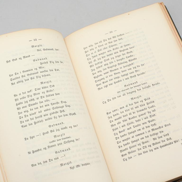 BOOK, Ibsen, Henrik, "Gildet på Solhoug, Skuespil i tre Akter", Christiania (Oslo) 1856.