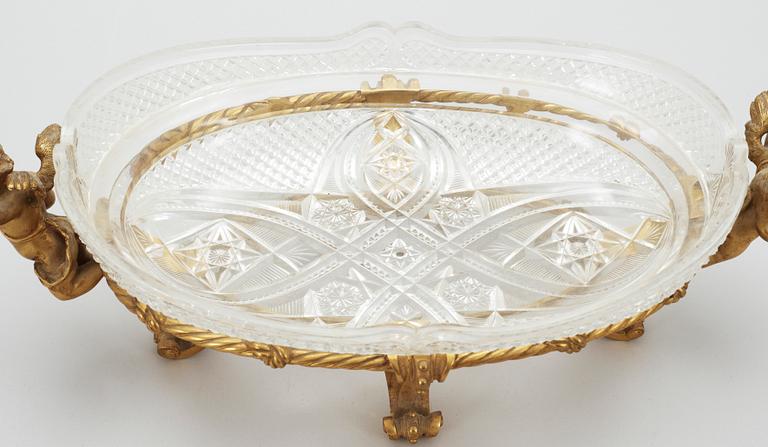 JARDINÄR, glas samt förgylldbrons, eklekticism, sent 1800-tal.