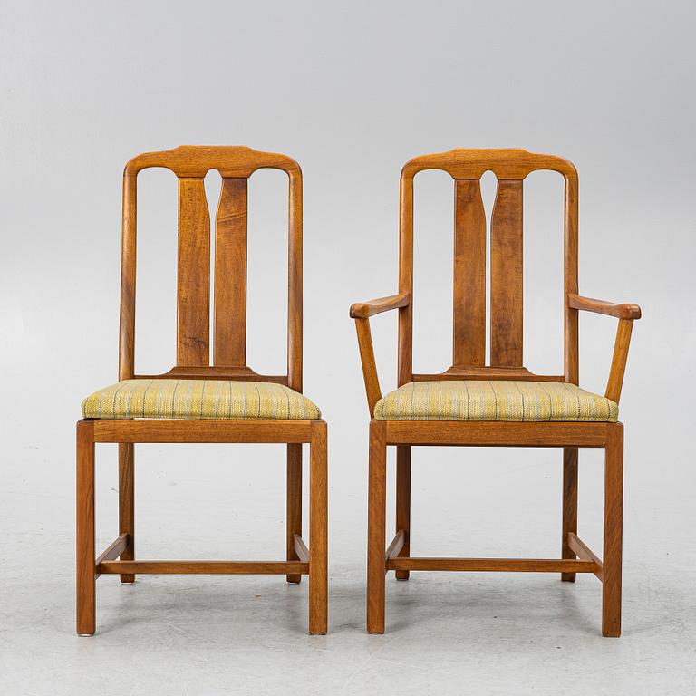 Carl Malmsten, a seven-piece dining suite, 'Ambassadör', Åfors Möbelfabrik.