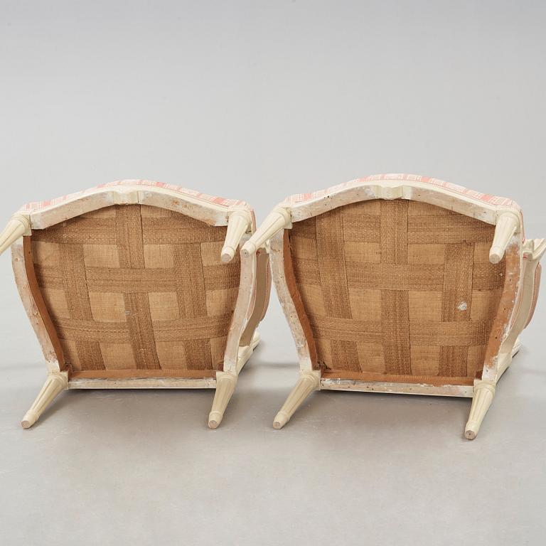 KARMSTOLAR, ett par, stockholmsarbeten, transition rokoko/gustavianska, 1770-tal.