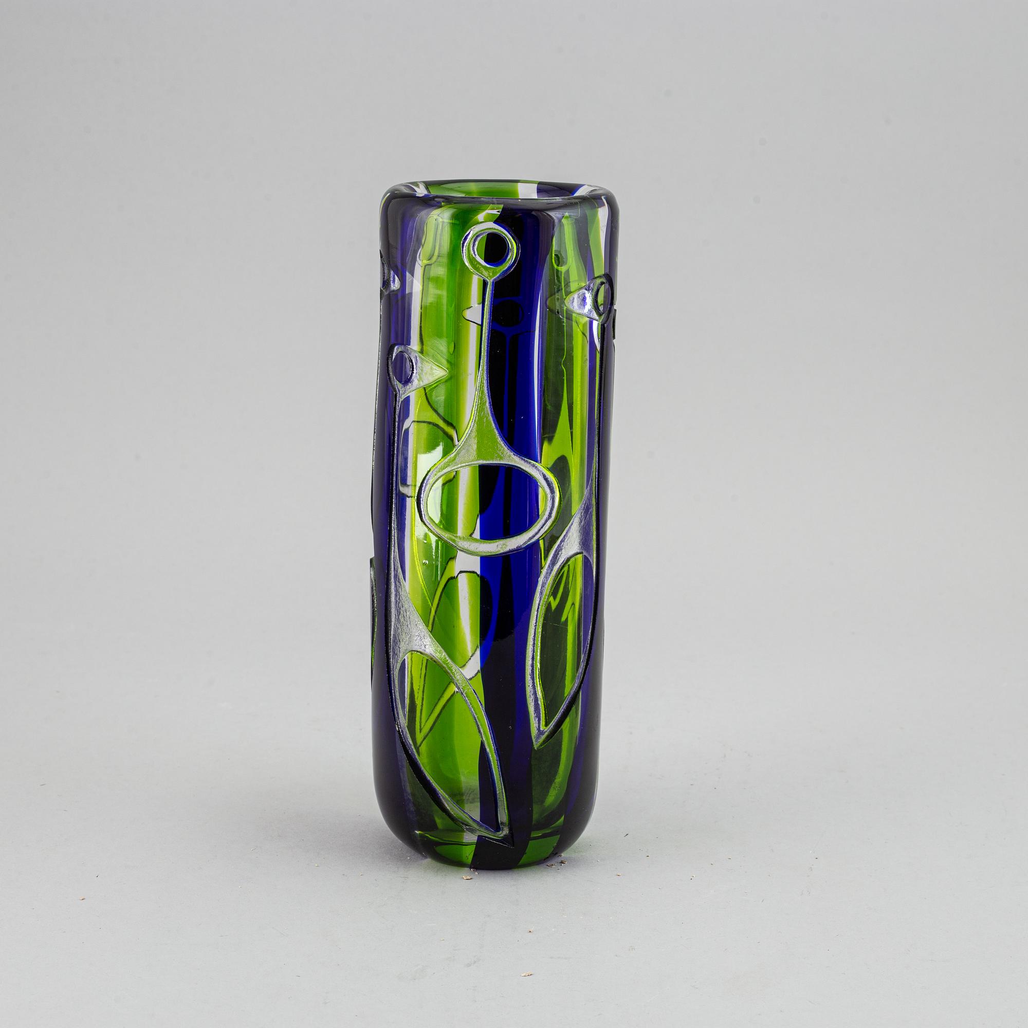 Vicke Lindstrand, a signed glass vase, Kosta Boda.