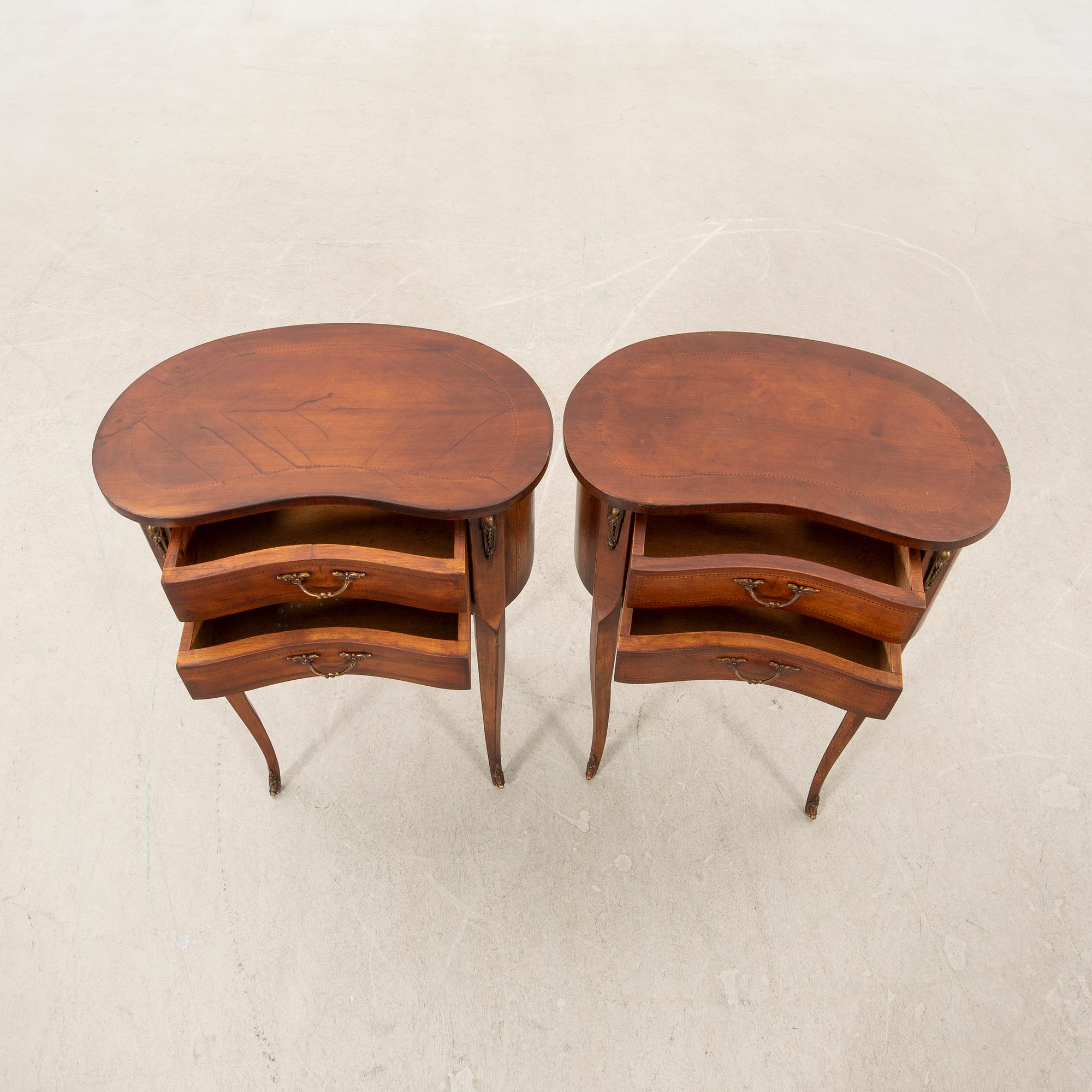 Side tables/Bedside tables, a pair, Rococo style, mid-20th century.