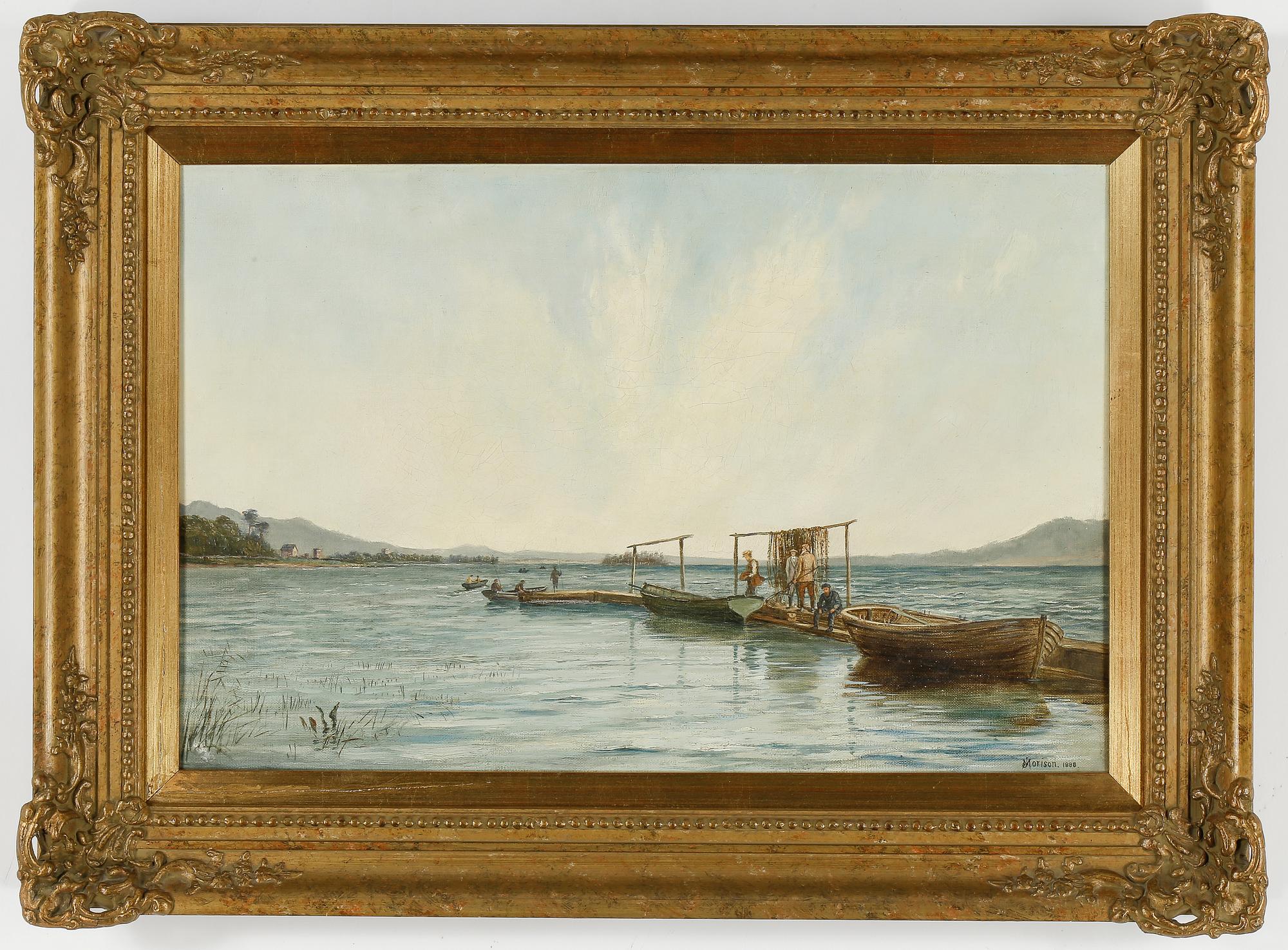 OKÄND KONSTNÄR, olja på duk, signerad J Morison, daterad 1888.