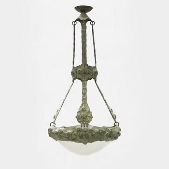 Alice Nordin, taklampa, jugend, patinerad brons, omkring 1900.