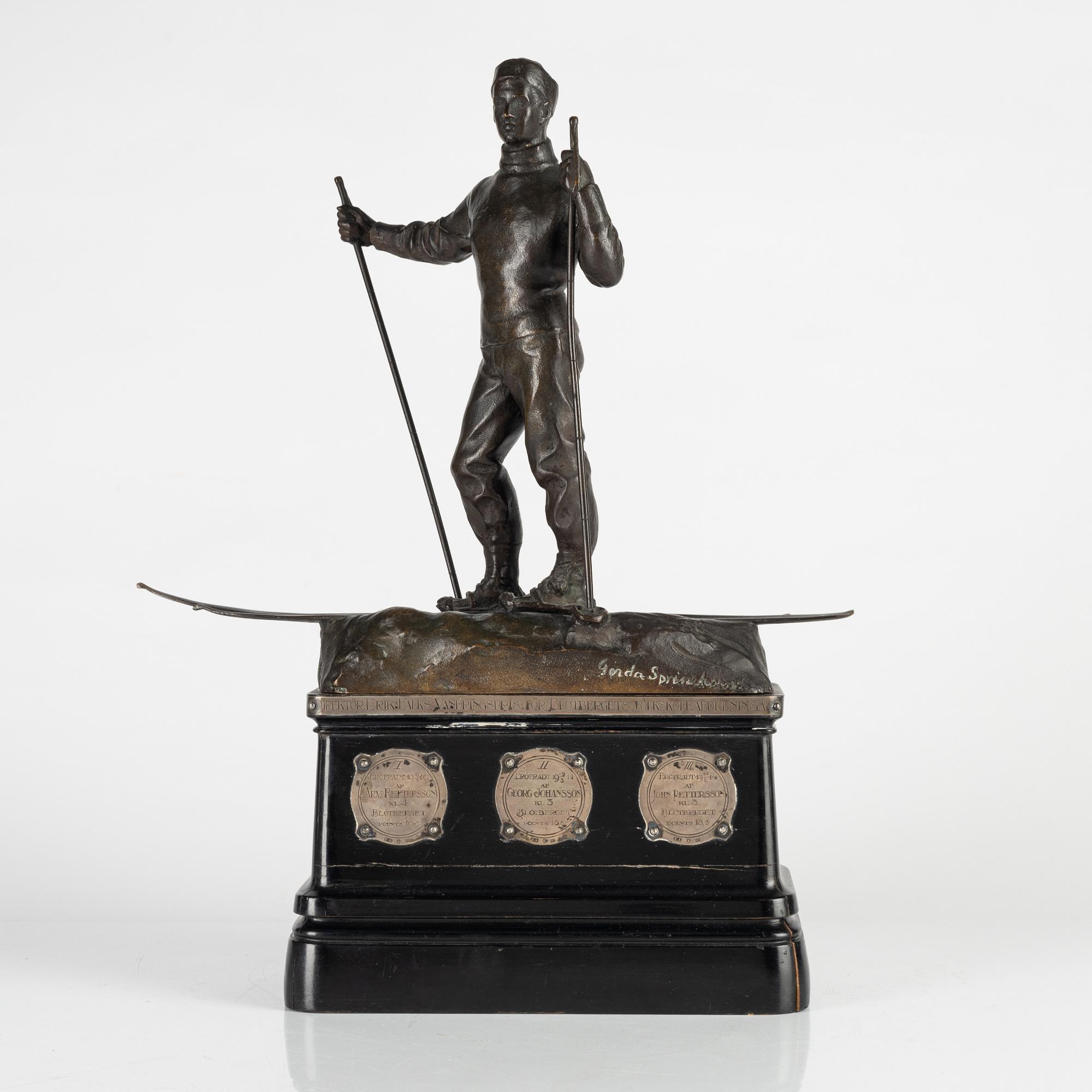 Gerda Sprinchorn, sculpture. Signed. Bronze, total height 39 cm.