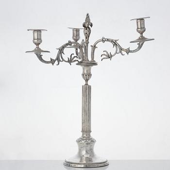 A pair of Swedish Gustavian silver candelabra, mark of Anders Isleben, Norrköping 1793.