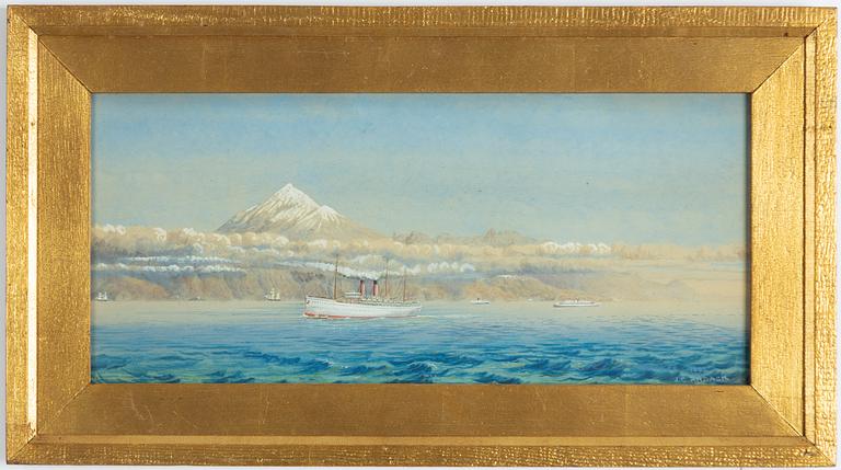 John Charles Ardagh, Ship before a mist-covered mountain.