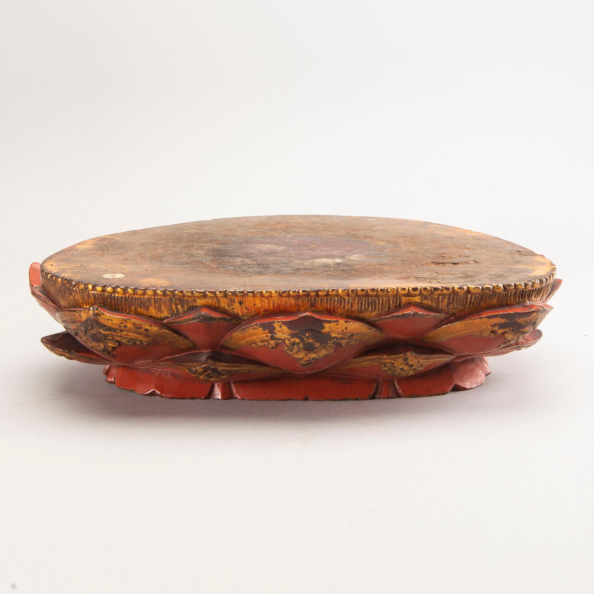 A large gilt and lacquered figure of a seated buddha, Qing dynasty, 19th Century.