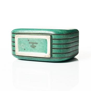 Wilhelm Kåge, an 'Argenta' lidded vase and a plate, Gustavsberg.