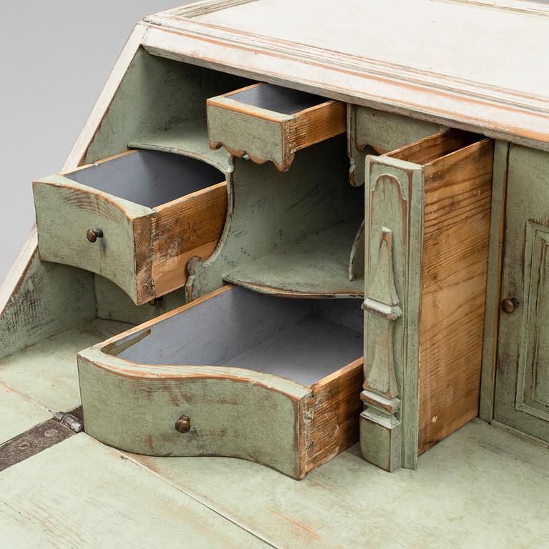 A painted secretaire, 18th Century.