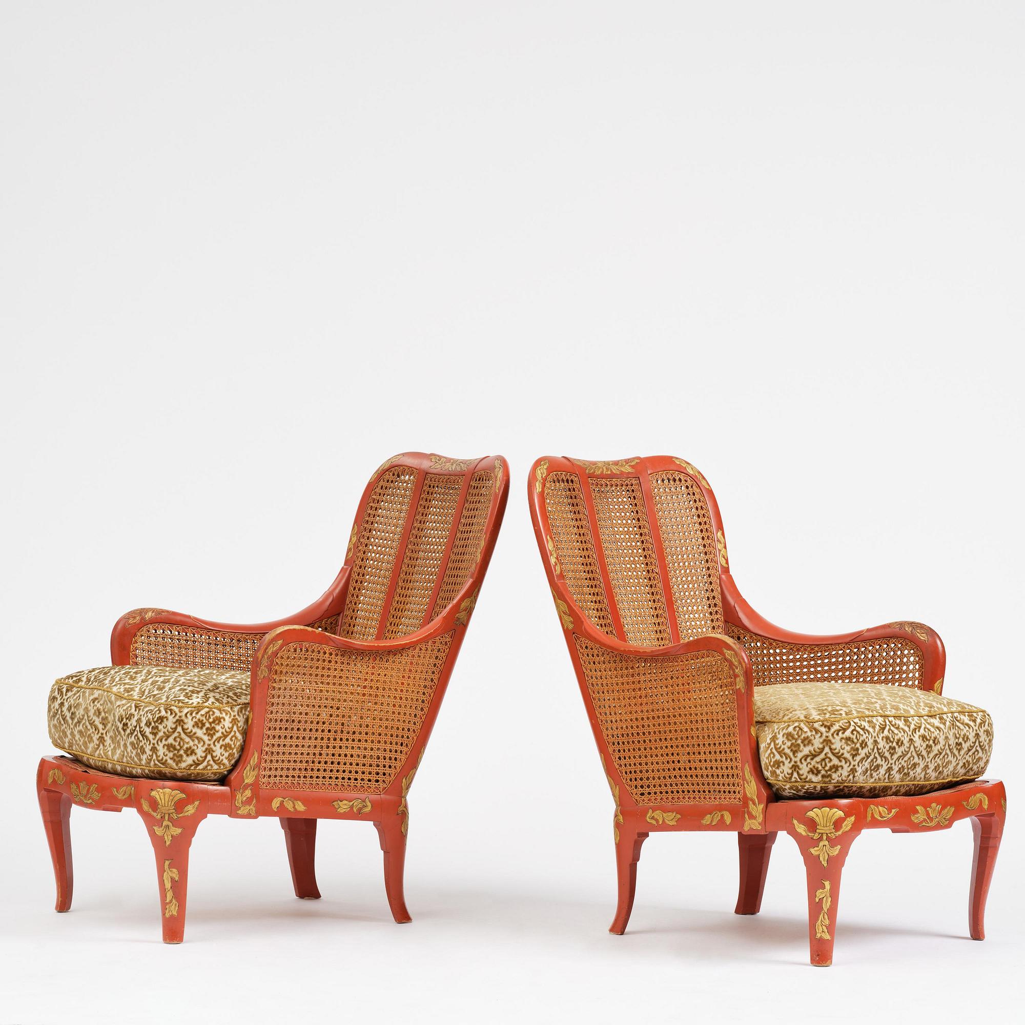 Carl Malmsten, a pair of Swedish Grace armchairs, cabinetmaker Albin Johansson, Stockholm, for Villa Kvikkjokk, 1927-28.