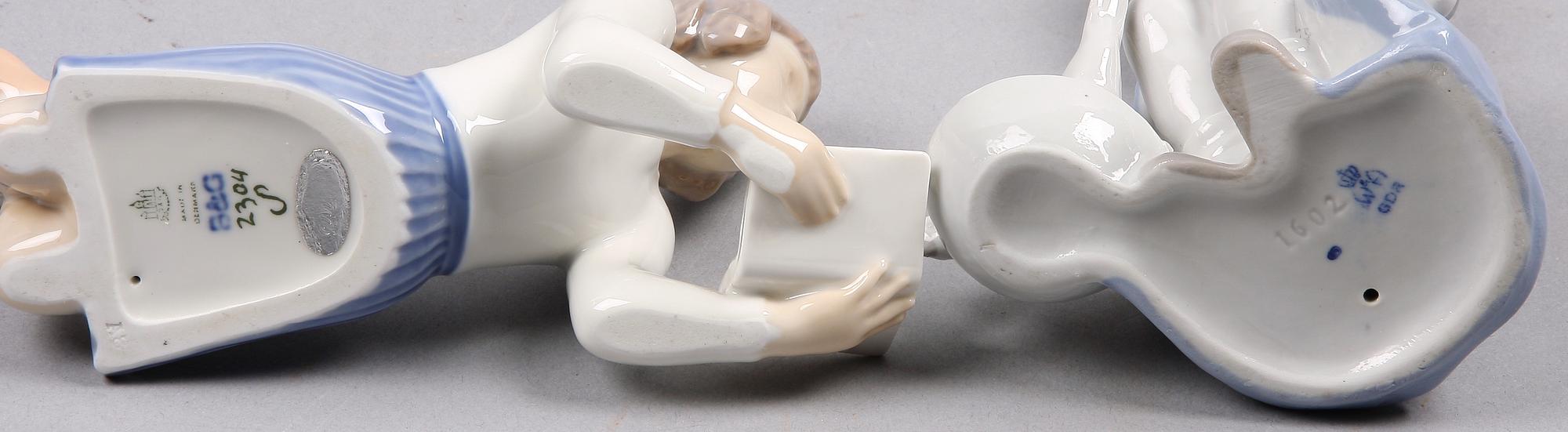 FIGURINER, 3 st, porslin, bla B&G.