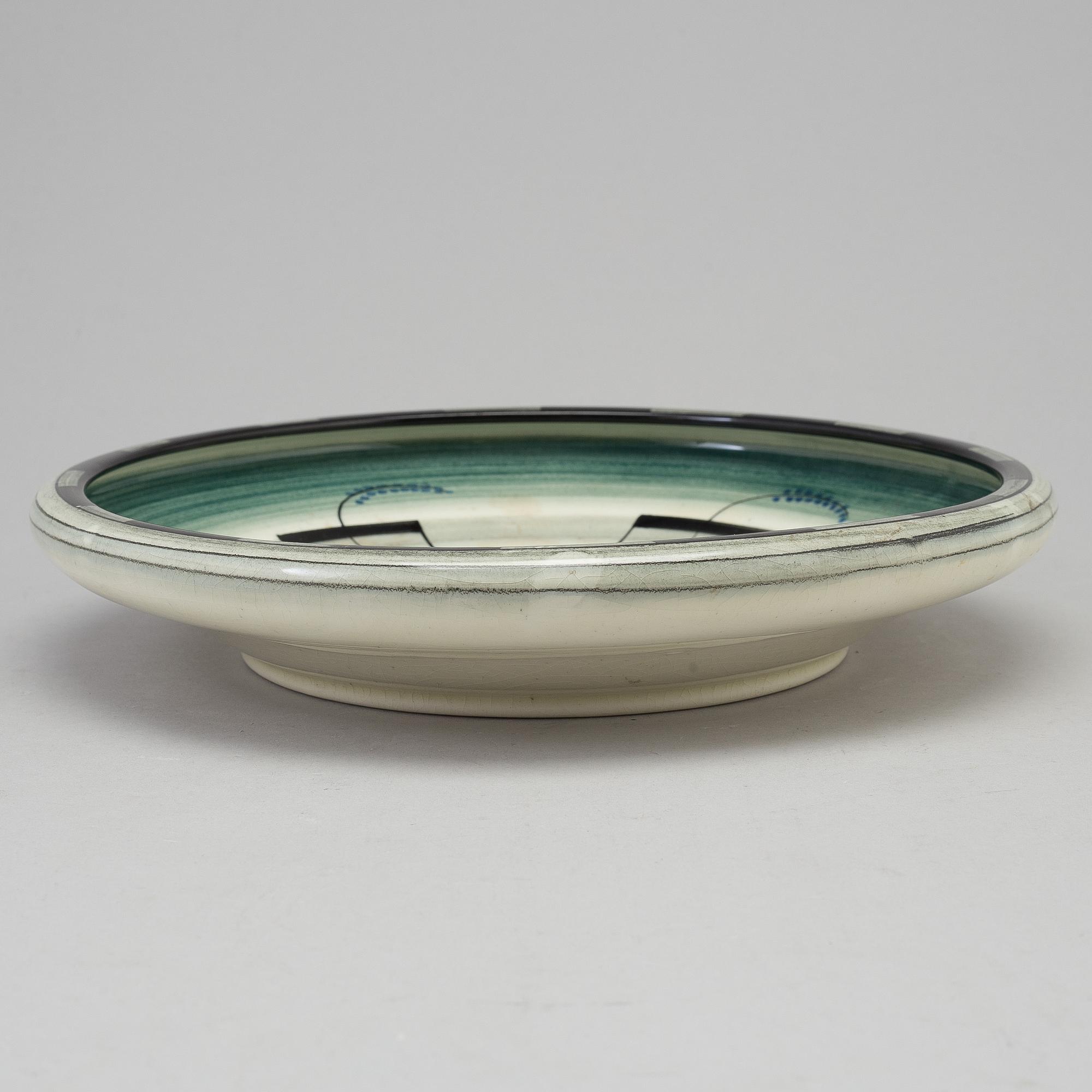 ILSE CLAESSON, a creamware dish from Rörstrand, signed I.C.