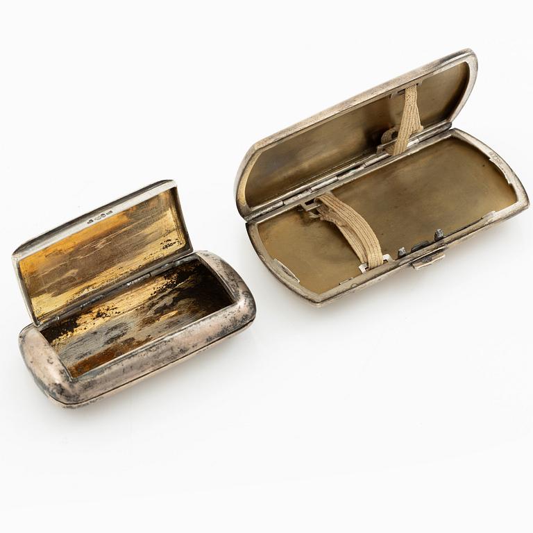 Boxes, 2 pcs, silver, as well as silver and enamel, 20th century.