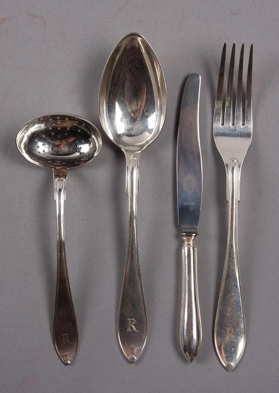 BESTICK, 19 delar, silver, "Svensk spets", 1900-tal.