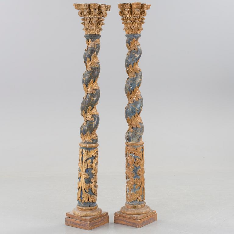 A pair of 19th century baroque style columns, probably from Italy.