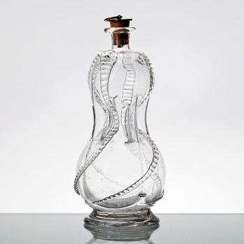 KLUCKAFLASKA, glas, ca år 1800.