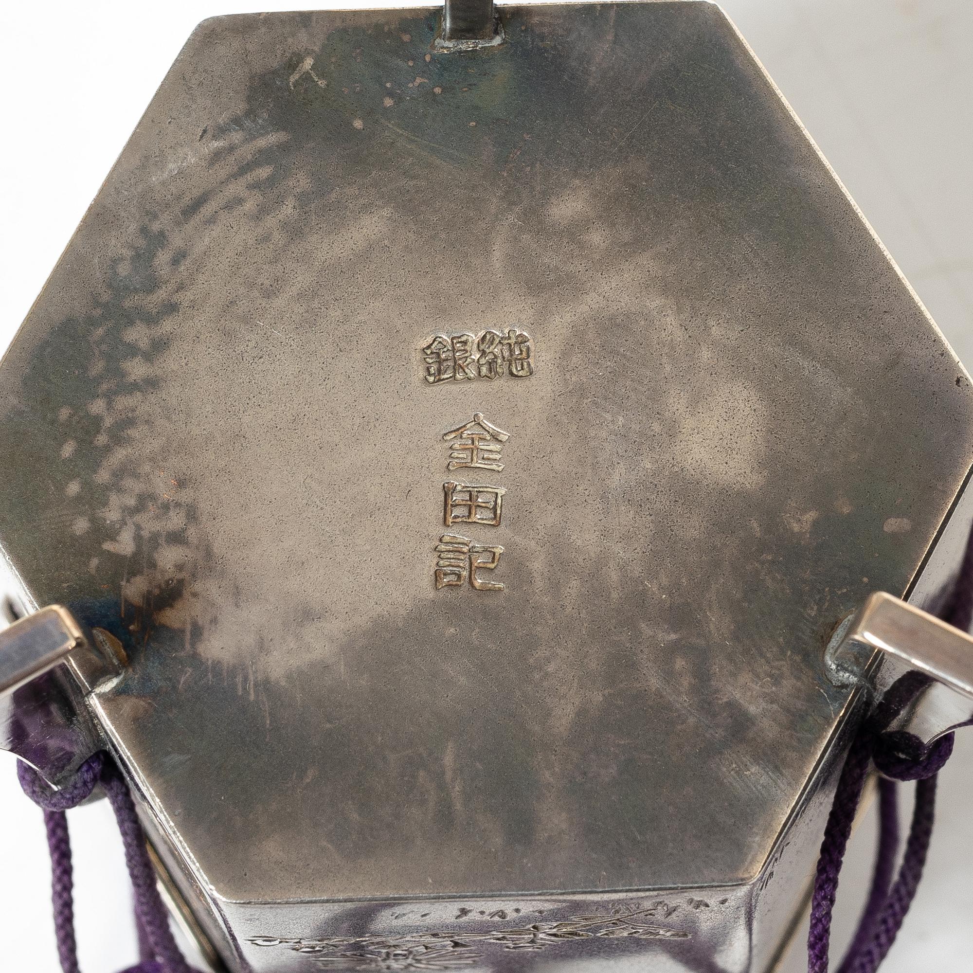 A group of six Japanese salts / boxes, some marked sterling silver, around 1900.