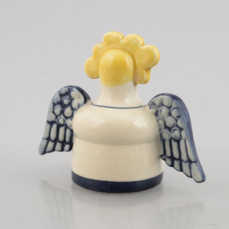 Lisa Larson, three stoneware candlesticks "Julius", "Juliana", "Angel" aswell as a bowl "Guldknopp",  Gustavsberg.