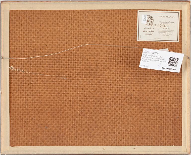 NILS "BJÖRNJÄGARN" RUNDGREN, gouache på pannå, signerad och daterad 1970.