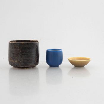 Patrick Nordström, a vase, Isle 1925 and Palshus, two stoneware bowls, Denmark.