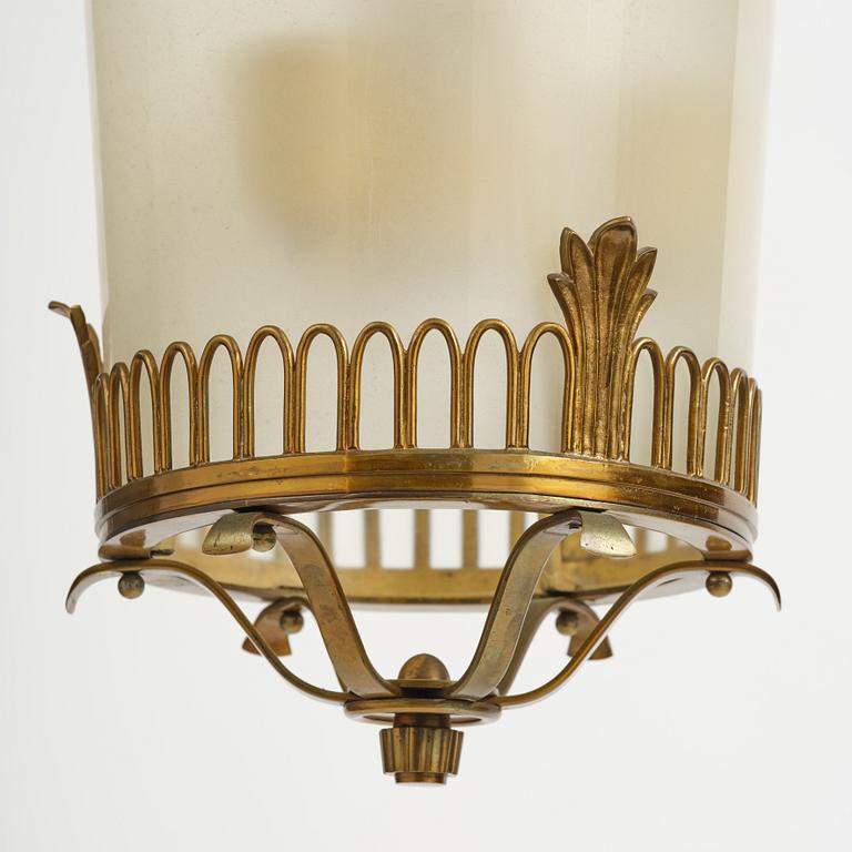 Swedish Grace, a brass and glass lamp, 1920s-40s.