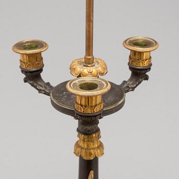 A first half of the 19th century bronze table lamp.