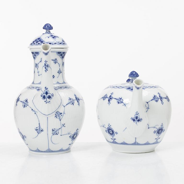 Royal Copenhagen, A 'Blue Fluted Half Lace" 30 pieces breakfast service, 'Musselmalet', partly 1889-1922 but also post 1923.