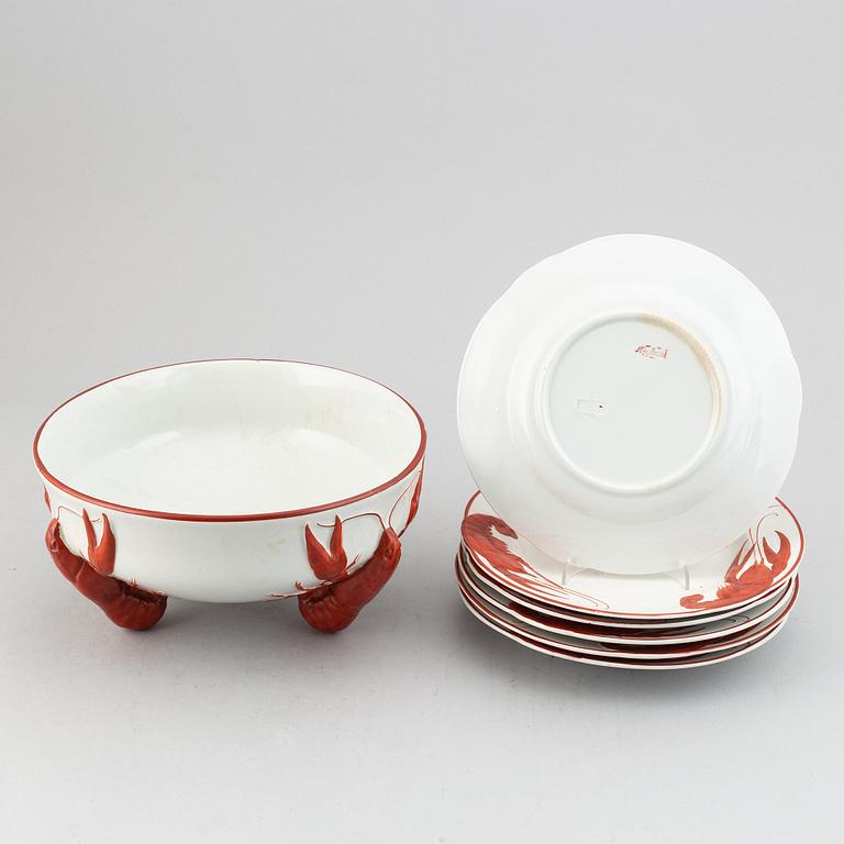 A 7 pcs crayfish service designed by Alf Wallander, Rörstrand.