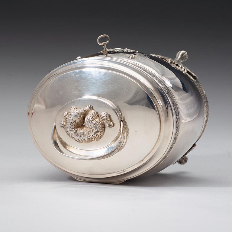 A Swedish 19th century silver sugar-casket, marks of Henrik Christoffer Klint d y, Stockholm 1817.