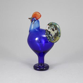 OIVA TOIKKA, a glass bird, "Rooster", signed O. Toikka, Nuutajärvi 1997 25 v.