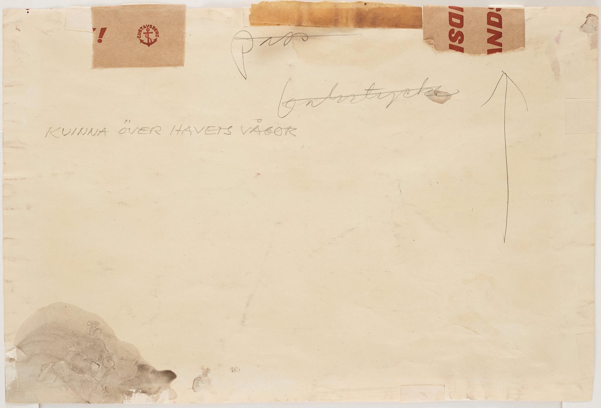 CO Hultén, blandteknik på papper, signerad och utförd på 1940-talet.