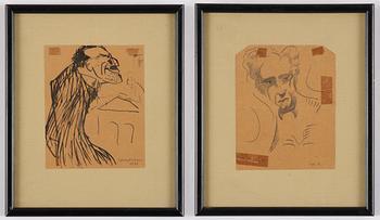 Axel Olson, Portrait depicting Valdemar Lorentzon, along with a caricature of the Accountant Ingvarsson.