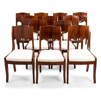 Stolar, 12 st, biedermeier, Ryssland ca 1830.