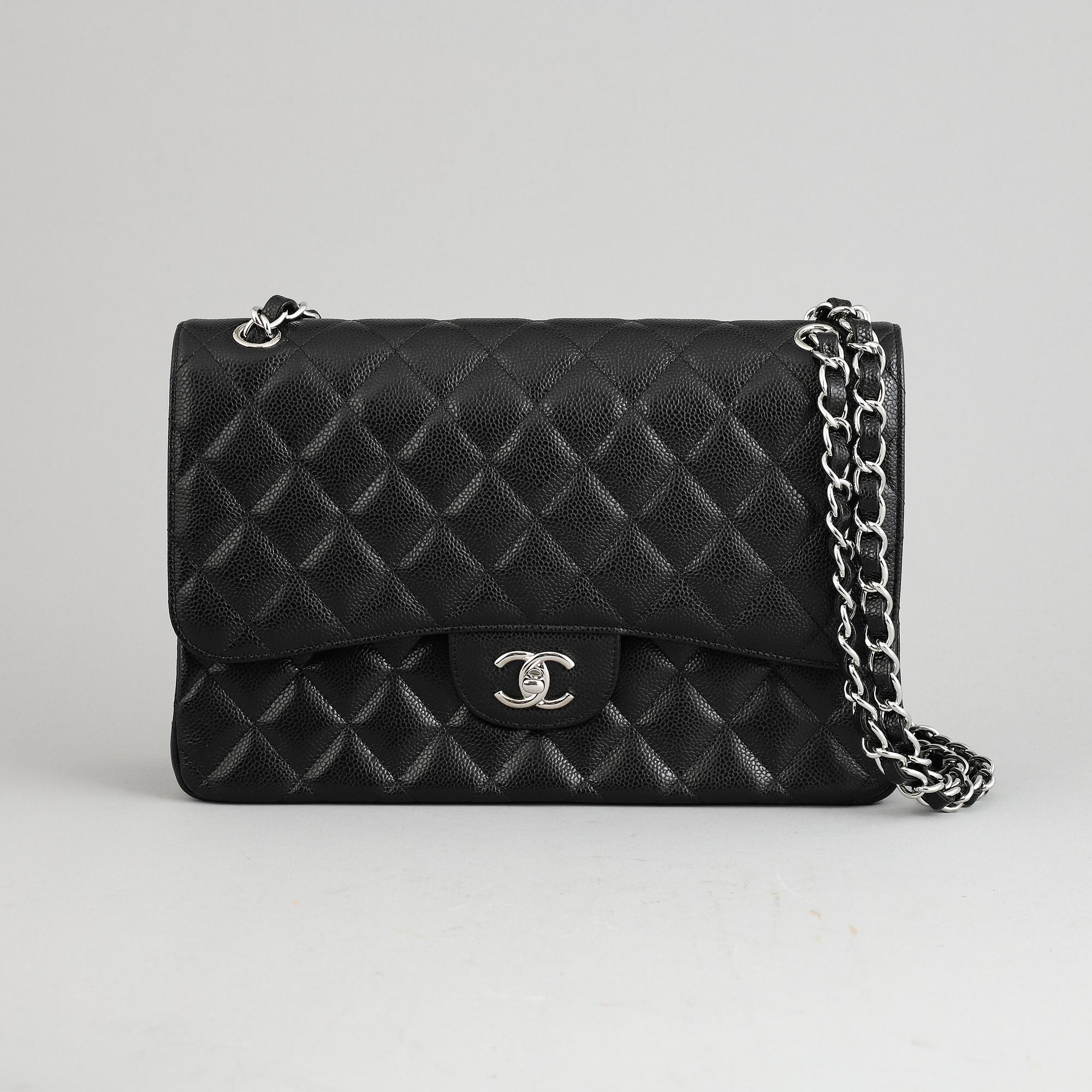 Chanel, a black caviar 'Jumbo Double Flap Bag', 2018.