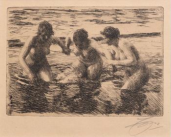 Anders Zorn, a signed etching from 1919.