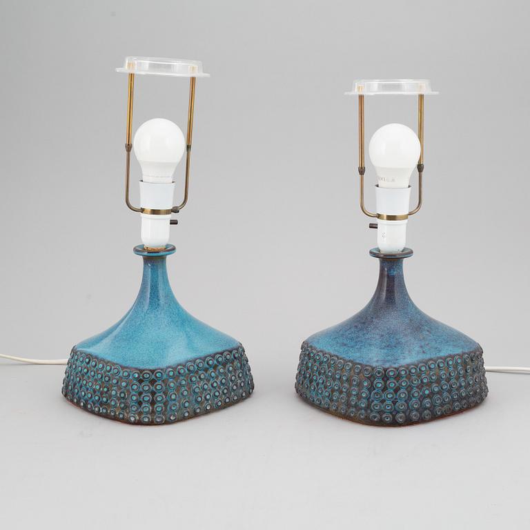 STIG LINDBERG, a pair of stoneware table lamps, Gustavsberg studio, Sweden 1965.