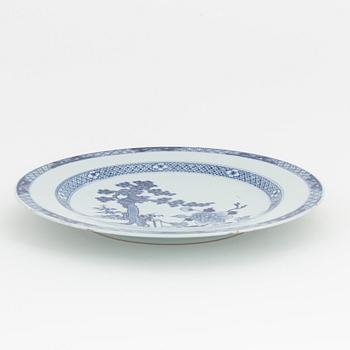 A large blue and white serving dish, Qing dynasty, 18th Century.
