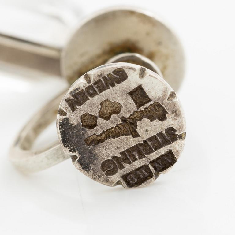 Wiwen Nilsson, a pair of earrings, sterling silver and step-cut rock crystal, Lund 1943.
