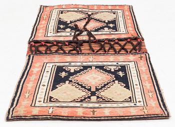 A pair of Iranian Soumak saddle bags, c 130 x 59 cm .